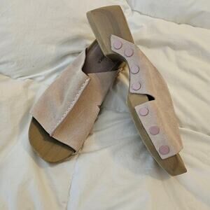 Kelsi Dagger Brooklyn Blush Pink Suede Platform Clog Slide Sandals NWOT 9.5
